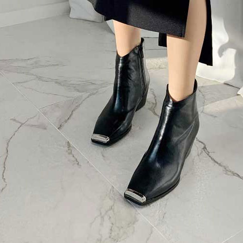 앞코 포인트 여성 신발 하이힐 앵클부츠 (5.5 cm)