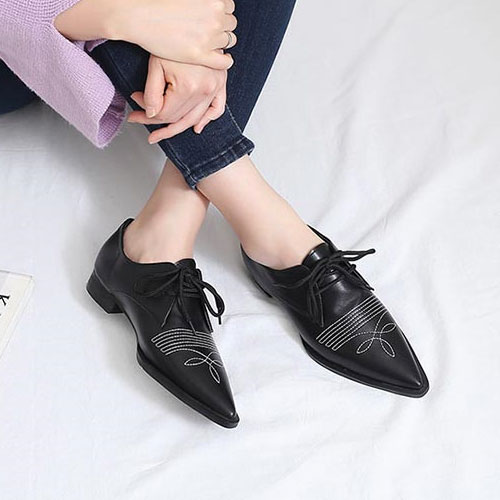 패턴 뾰족코 여성 신발 캐주얼 구두 옥스포드화 (2.5 cm)