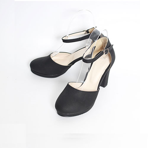 둥근코 여성구두 단화 미들힐 신발 메리제인슈즈 (9.5 cm)