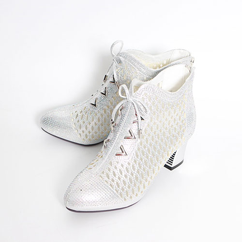 큐빅 망사 여성 신발 하이힐 앵클부츠 (6.0 cm)