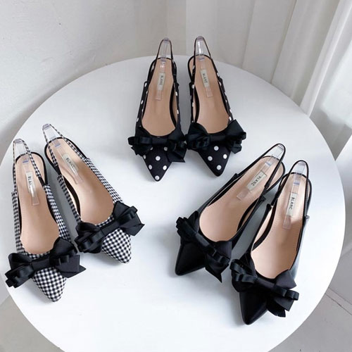 블랙 토트 리본 여성 신발 샌들 오픈슈즈 슬링백 (5.0 cm)
