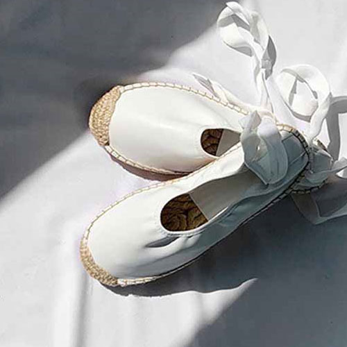 레이스 끈 여성 캐주얼 신발 에스빠드류 단화 (2.5 cm)