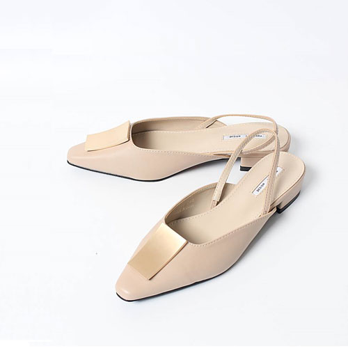 사각 금박 여성 신발 샌들 오픈슈즈 슬링백 (3.5 cm)