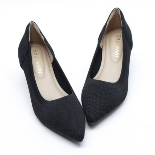 뾰족코 니트 미들굽 사무실 여성 신발 (5.0cm)