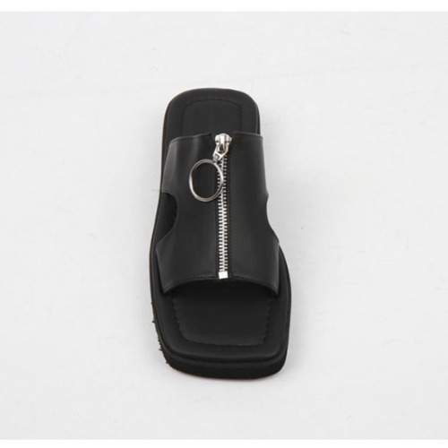 여성용 지퍼 포인트 슬리퍼 블랙 블로퍼 신발  (3.5cm)