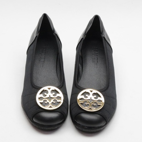 금장 포인트 여성 로퍼 플랫 미들굽 신발 (4.0cm)