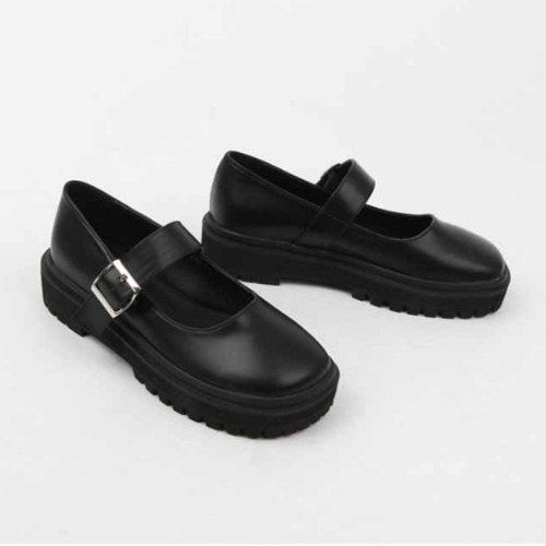 블랙 여성 단화 캐주얼 메리제인 로퍼 신발 (4cm)