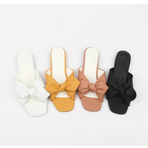 리본 슬리퍼 플랫 뮬 데일리 패션 여자 신발 (1cm)