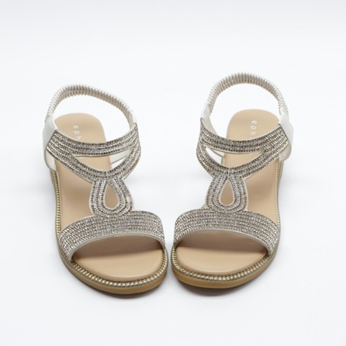 비즈 장식 스트랩 여자 여름 플랫 샌들 신발 (4.0cm)