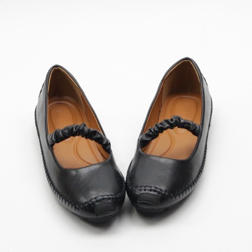 주름 밴딩 스티치 데일리 단화 플랫 신발 (1.0cm)