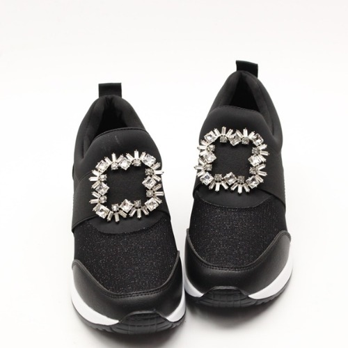 큐빅 포인트 여성용 슬립온 스니커즈 회사원 신발 (5.0cm)