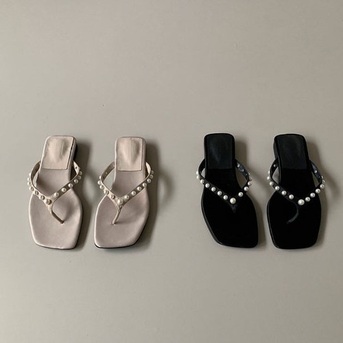 진주 스트랩 데일리 쪼리 슬리퍼 뮬 여름 신발 (1cm)
