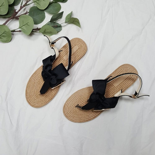 러블 리본 여성 여름 신발 플랫 슬리퍼 캐주얼 쪼리 (1.5 cm)