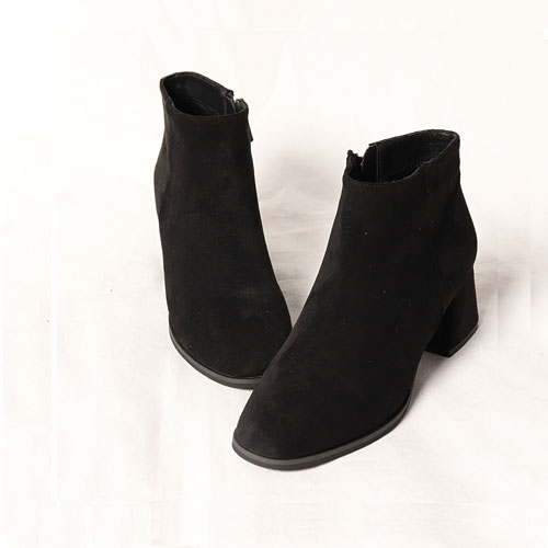 심플 지퍼 여성 신발 구두 스웨이드 앵클부츠(5.0 cm)