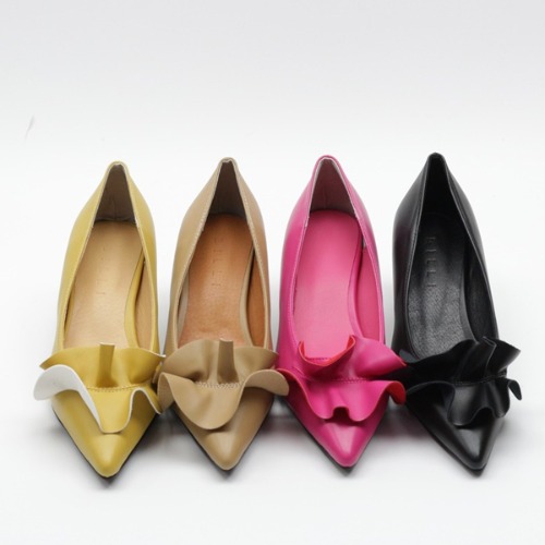 주름 포인트 패션 펌프스 데일리 여성 미들힐 신발 (5.5cm)
